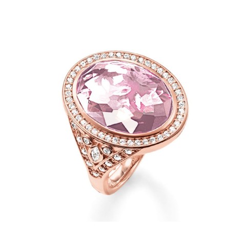 Thomas Sabo Rose Gold Pink Cubic Zirconia Ring TR2022-633-9