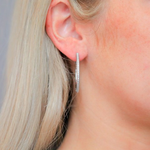Swarovski Stone Rhodium Plated Hoop Earrings 5389432