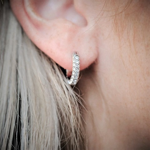 Swarovski Stone Rhodium Plated Mini Hoop Earrings 5446004