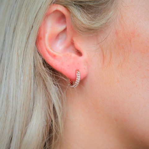 Swarovski Stone Rose Gold Tone Plated Mini Hoop Earrings 5446008