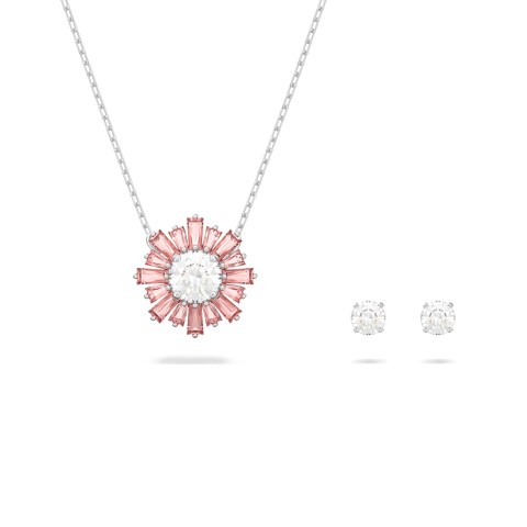 Swarovski Sunshine Pink Flower Necklet and Stud Earrings Set 5642974