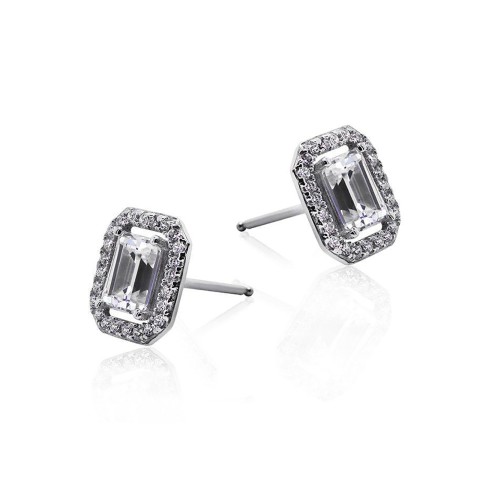 Carat* London Eton Silver Cubic Zirconia Halo Stud Earrings CE925W-ETON-W