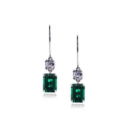 Carat* London White Gold Shannon Emerald Drop Earrings CE925W-SHAN-GR