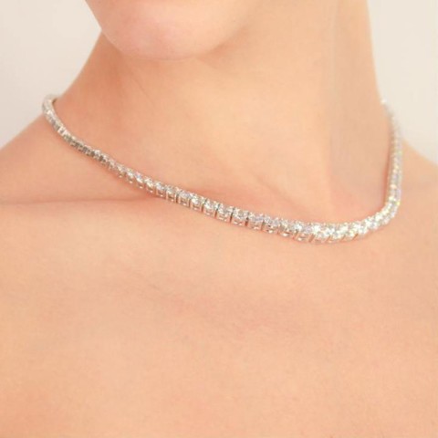 Carat* London Taryn Silver Cubic Zirconia Gradient Necklace CN925W-TARY