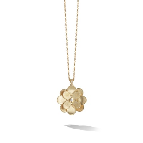 Marco Bicego Petali 18ct Yellow Gold 0.12ct Diamond Flower Necklace CB2471 B Y 02