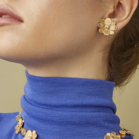 Marco Bicego Petali 18ct Yellow Gold Diamond Earrings OB1678 B Y 02
