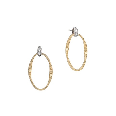 Marco Bicego Marrakech Onde 18ct Yellow Gold 0.03ct Diamond Coil Oval Hoop Earrings OG367 B Y W M5