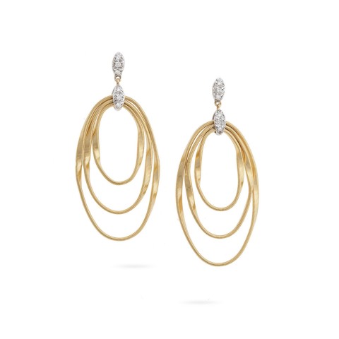 Marco Bicego Marrakech Onde 18ct Yellow Gold 0.10ct Diamond Drop Earrings OG373