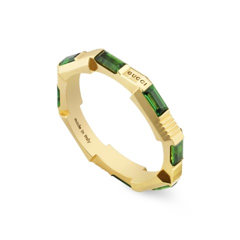 Gucci Link to Love 18ct Yellow Gold Green Tourmaline Ring YBC662256003