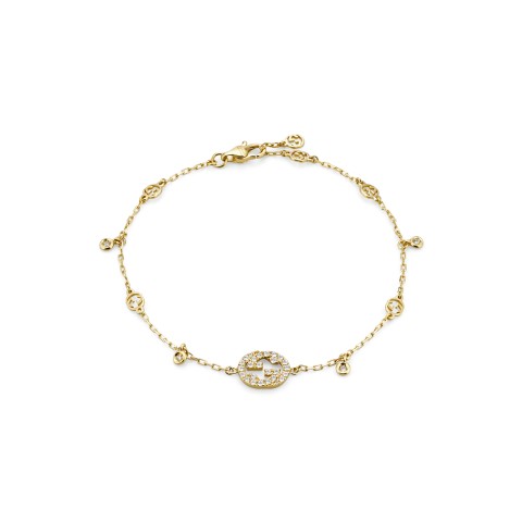 Gucci Interlocking G Gold 0.22ct Diamond Bracelet YBA729403003 - Size M