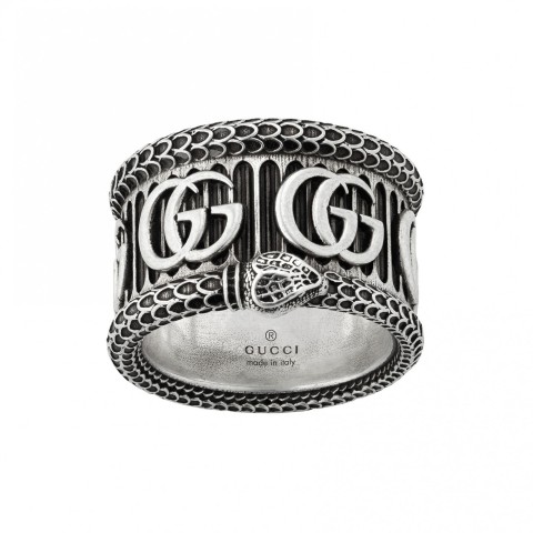 Gucci Interlocking G Sterling Silver Snake Motif Ring YBC577201001022