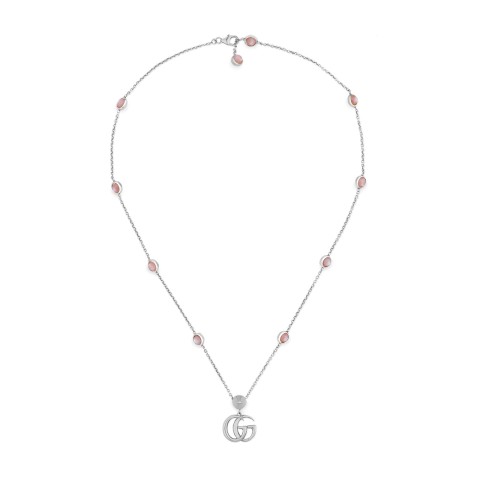Gucci GG Marmont Sterling Silver Floral Necklace YBB527399002