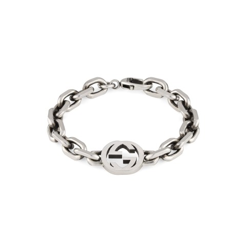 Gucci Interlocking G Sterling Silver Chain Bracelet YBA627068001 - Size M