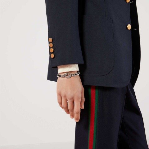 Gucci Interlocking G Sterling Silver Chain Bracelet YBA627068001018