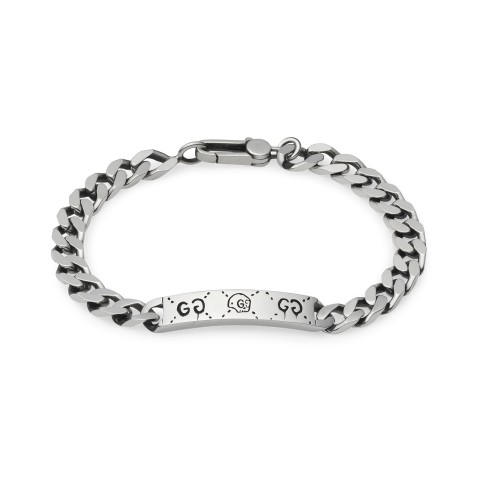 Gucci Ghost Sterling Silver Bar Bracelet with Ghost Motif YBA455321001 - Size M
