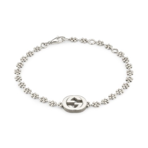 Gucci Interlocking G Sterling Silver GG Bracelet YBA481687001 - Size M