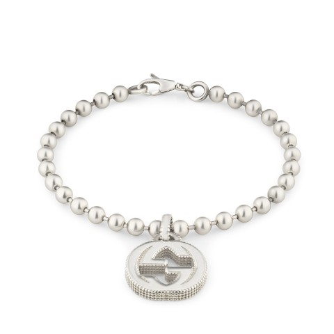 Gucci Interlocking G Sterling Silver GG Charm 17cm Bracelet YBA479226001 - Size M