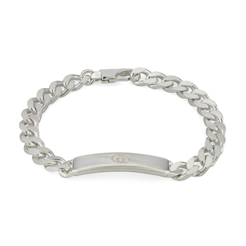 Gucci Tag Interlocking G Chunky Silver Bracelet YBA774054001 - Size L