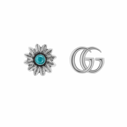 Gucci GG Marmont Sterling Silver Interlocking Double G Stud Earrings YBD527344001