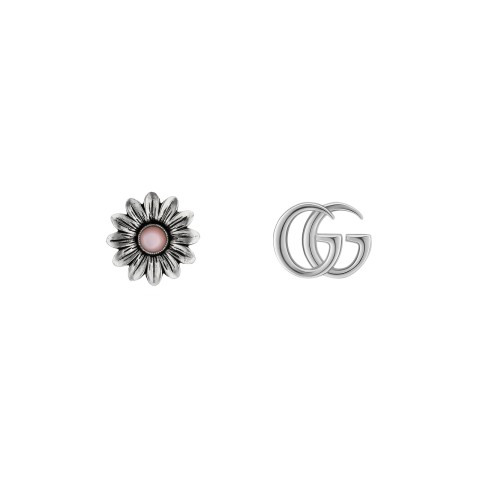 Gucci GG Marmont Sterling Silver Floral Stud Earrings YBD527344002