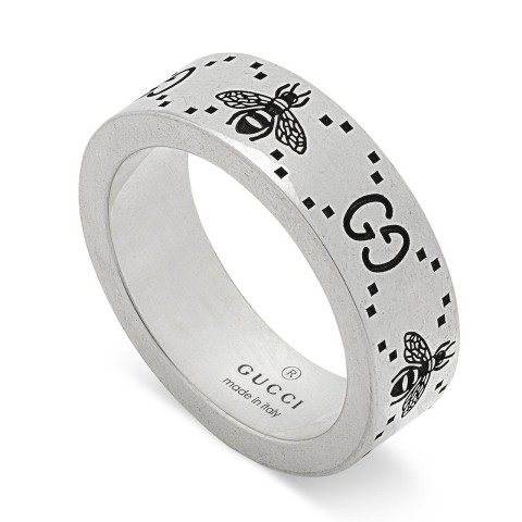 Gucci Signature Sterling Silver Bee Motif 6mm Ring YBC728389001