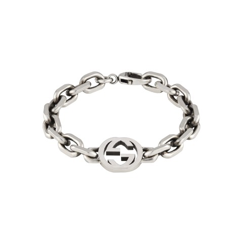 GUCCI Interlocking G Silver Bracelet YBA627068002 - Size Medium