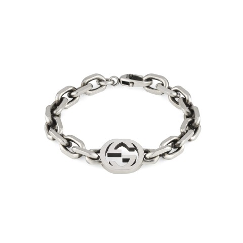 GUCCI Interlocking G Silver Bracelet YBA627068002 - Size Medium