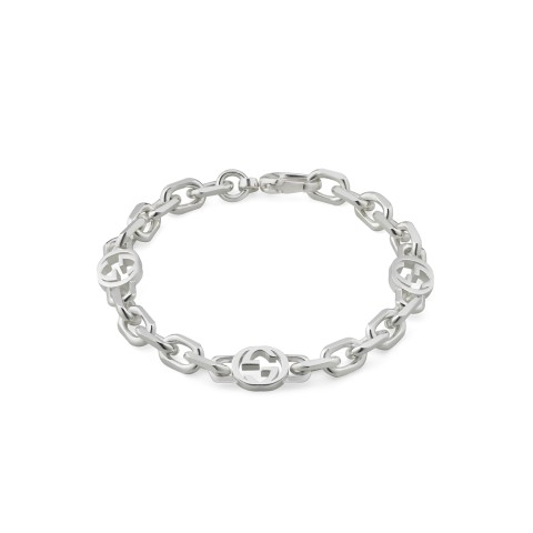 Gucci Silver Bracelet with interlocking G YBA620798002 - Size M