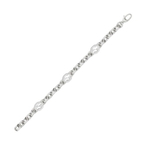 GUCCI Interlocking G Silver Chain Bracelet YBA620798002 - Size Large