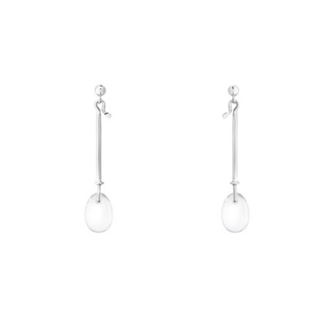 Georg Jensen Dewdrop Sterling Silver Crystal Long Drop Earrings 3536397