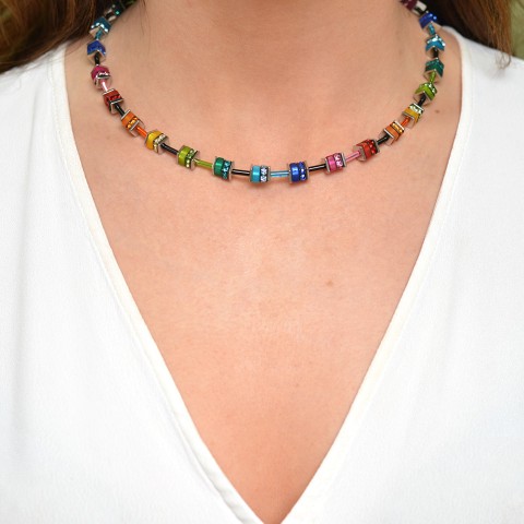 Coeur De Lion Geocube Multi-Coloured Crystal Necklace 4409/10-1500