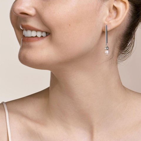 Coeur de Lion Stainless Steel Pearl Drop Earrings 1102/21-1417