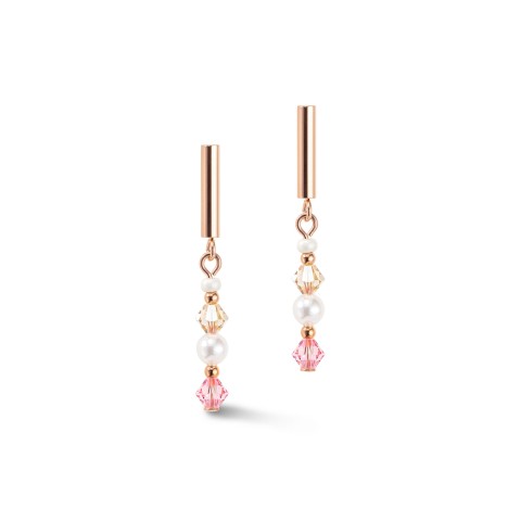 Ladies Coeur de Lion Rose Gold  Minature Pink Crystal Pearl Drop Earrings 6022/30-1920