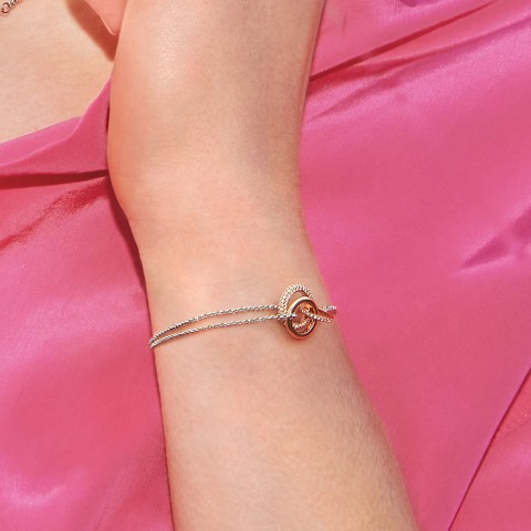 Olivia Burton Classic Entwine Silver & Rose Gold Bracelet 24100006