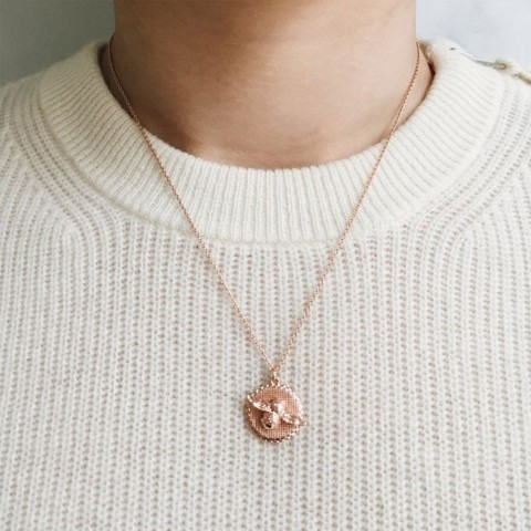 Olivia Burton 3D Bee Moulded Coin Womens Necklace OBJ16AMN09 Rose Gold