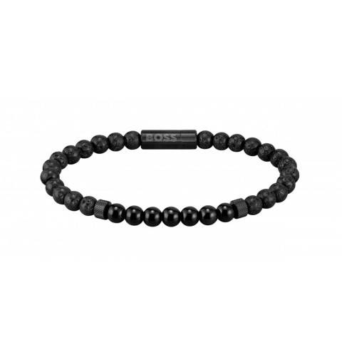 Hugo Boss Mixed Beads Gents Bracelet 1580272 Black and Onyx