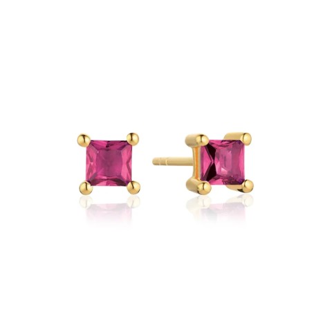 Sif Jakobs Ellera Quadrato 18ct Gold Plated Pink Cubic Zirconia Earrings SJ-E42277-PKCZ-YG
