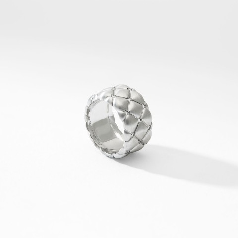 Fabergé Treillage Brushed White Gold & Diamond Set Grand Ring 452RG993