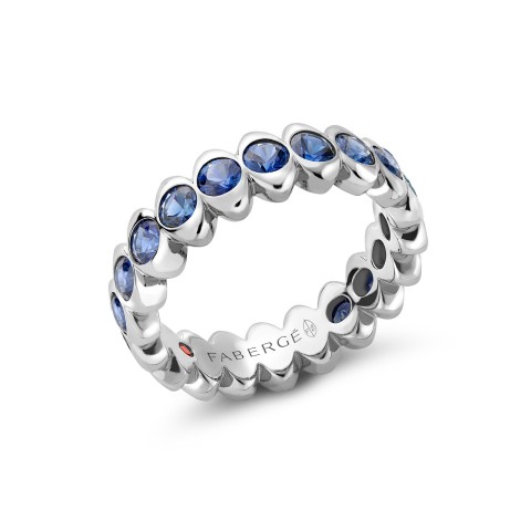 Fabergé Colours of Love Cosmic Curve White Gold Blue Sapphire Eternity Ring 1513RG2736/27