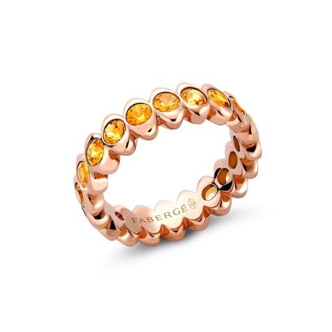 Fabergé Colours of Love Cosmic Curve Rose Gold Orange Sapphire Eternity Ring 1513RG3100/6