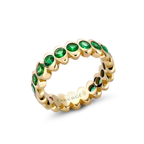 Fabergé Colours of Love Cosmic Curve Yellow Gold Emerald Eternity Ring 1513RG2737/4