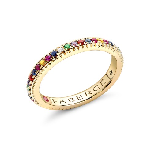 Fabergé Colours of Love Yellow Gold Multicoloured Gemstone Fluted Eternity Ring 847RG2319/90