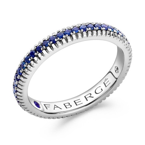 Fabergé Colours of Love White Gold and Blue Sapphire Fluted Eternity Ring 847RG1752