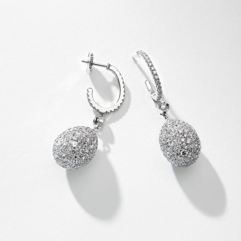 Fabergé Emotion White Gold & Diamond Egg Drop Earrings 1064EA1922 