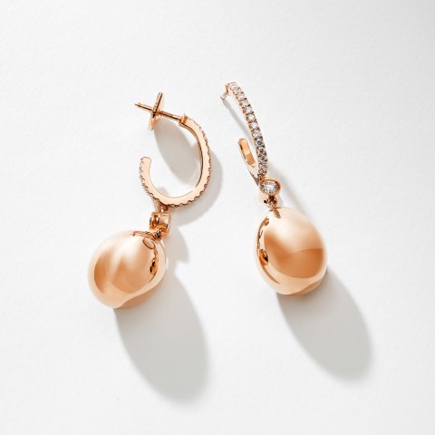 Fabergé Essence Rose Gold Diamond Pavé Egg Drop Earrings 1188EA2300