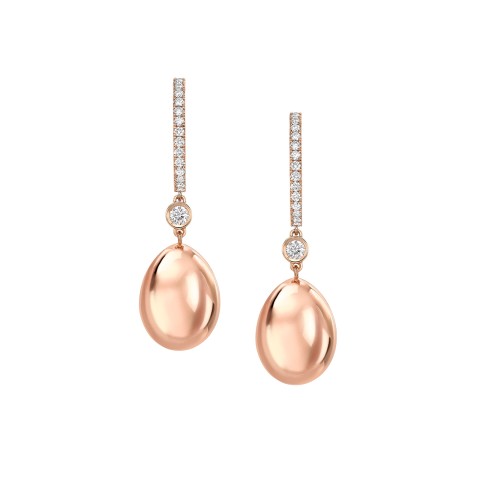 Fabergé Essence Rose Gold Diamond Pavé Egg Drop Earrings 1188EA2300