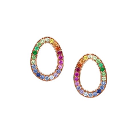 Fabergé Colours of Love Sasha Rose Gold Rainbow Multicoloured Gemstone Egg Stud Earrings 1554EA3017 1