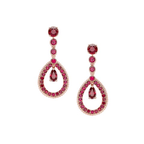 Fabergé Colours of Love Rose Gold Ruby Teardrop Earrings 1388EA254/1
