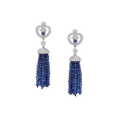 Fabergé Imperial Impératrice White Gold & Blue Sapphire Tassel Earrings 1030EA1837/14