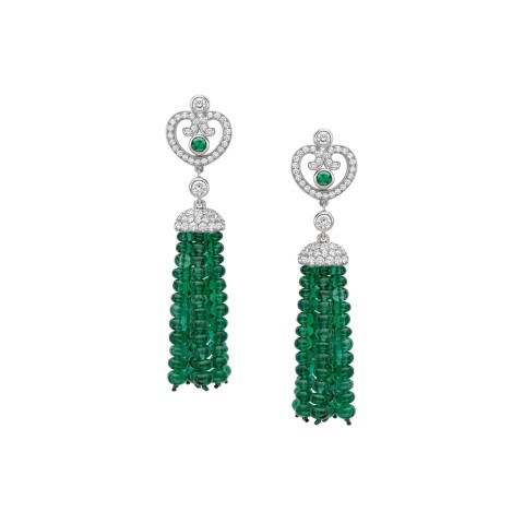 Fabergé Imperial Impératrice White Gold & Emerald Tassel Earrings 1030EA1835/14
